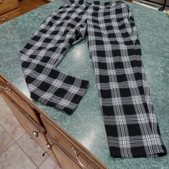 Hot Topic Women Pants Large Black White Plaid Gothic Steampunk Y2K Stretch Goth - Picture 1 of 11